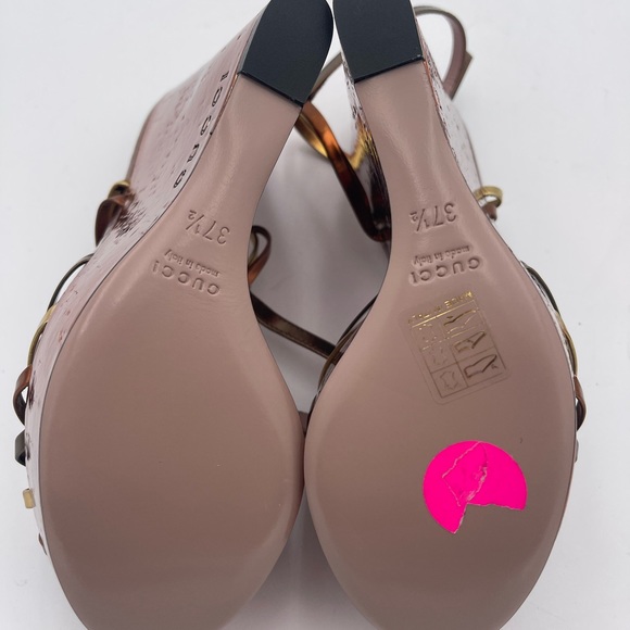 Gucci Metallic Gold & Bronze Strappy Wedge Sandals - Picture 9 of 9